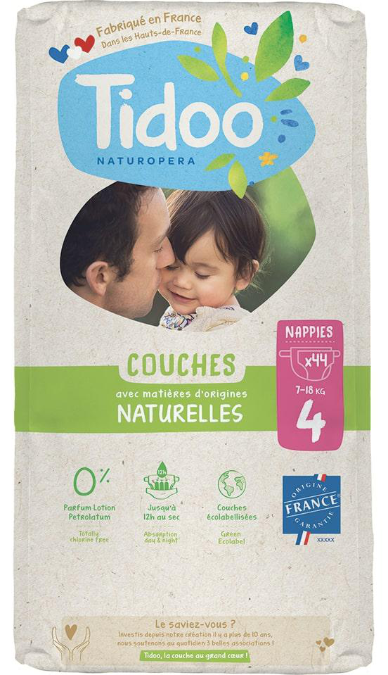 Couches écologiques en sachet T4 7 18kg Tidoo 44 pièces