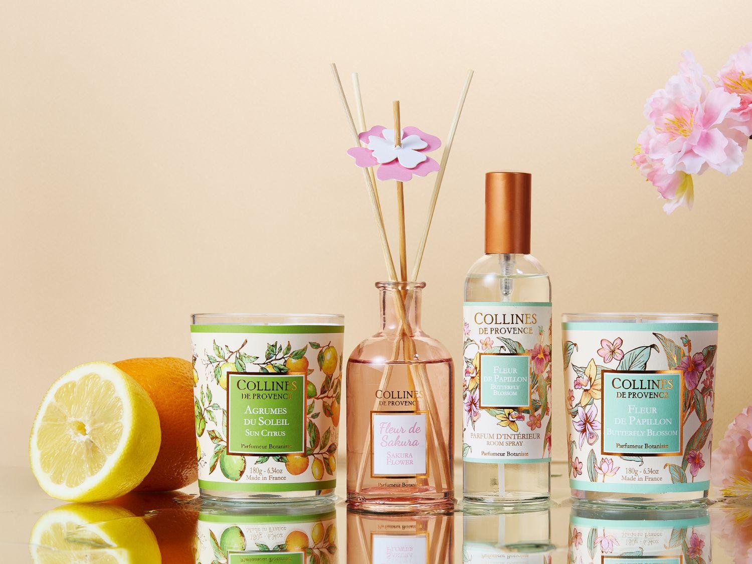 Bougies et bouquets parfumés colorés de printemps et d'été