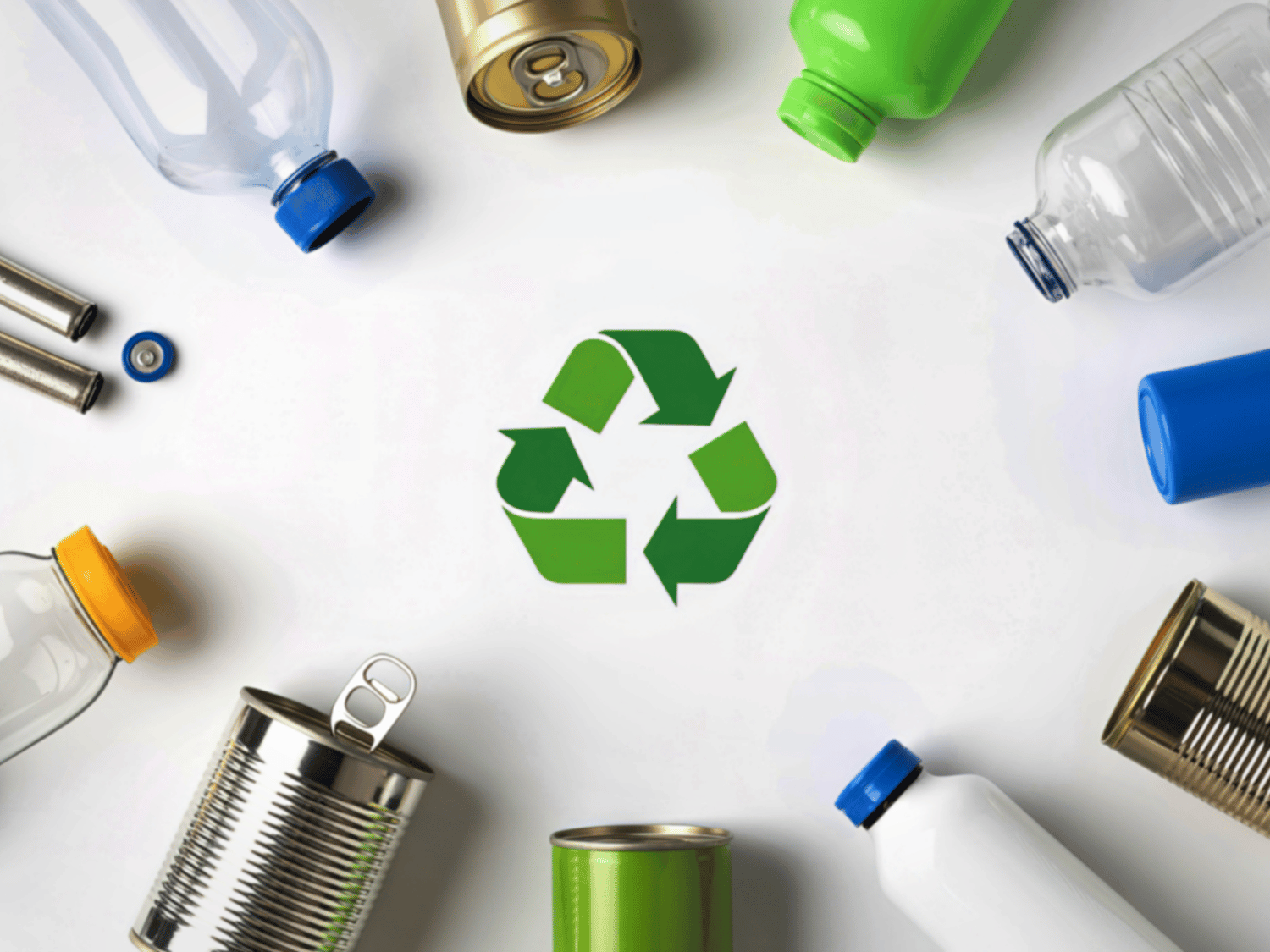 Des bouteilles plastiques et déchets en cercle