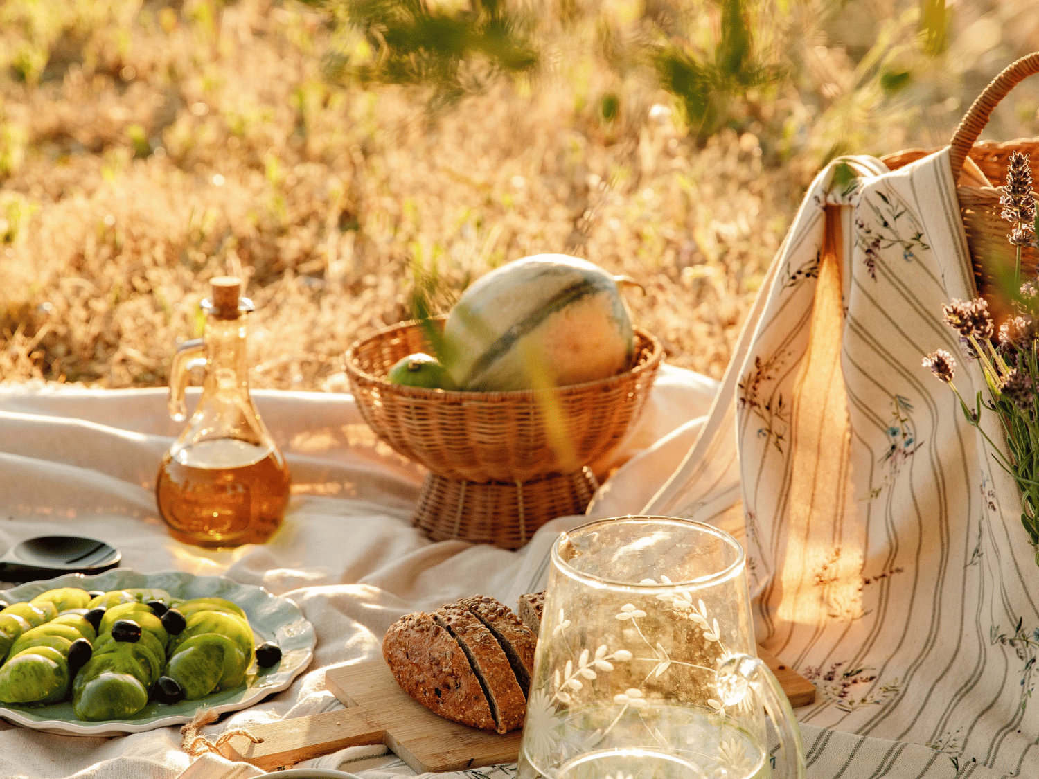 Pique-nique dans la nature avec une alimentation simple