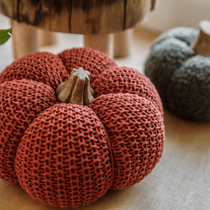 Zoom sur des citrouilles en tissu