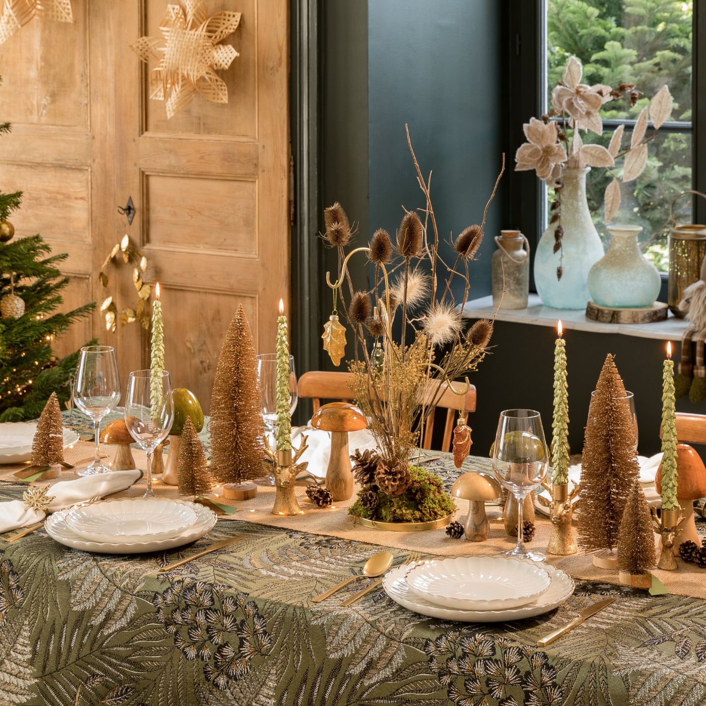 Décoration de la table de Noël style Nature
