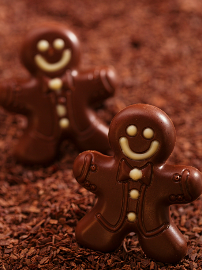 Des bonhommes en chocolat moulus