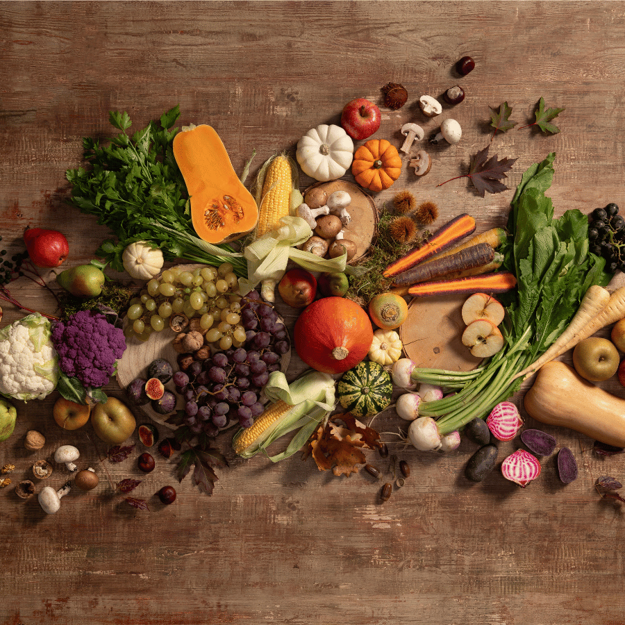 Variétés fruits et légumes d'automne