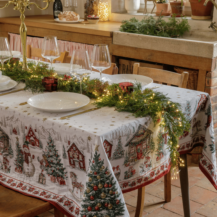 Zoom sur la décoration d'une table pour Noël