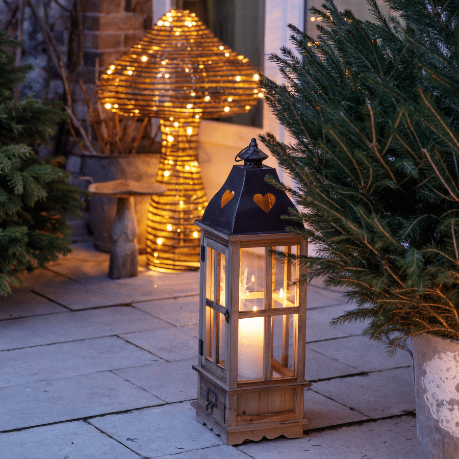Lanterne et champignon lumineux de Noël