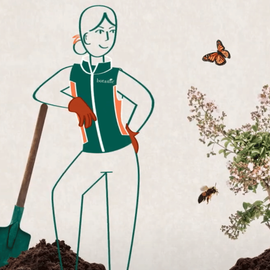Une animationd d'une femme au jardin