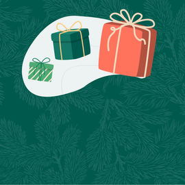 Pictogrammes cadeaux de Noël sur fond sapin