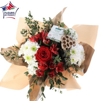 Visuel 1 du produit Bouquet de fleurs Noël 100% Fleurs de France - 12 tiges (bouquet droit)