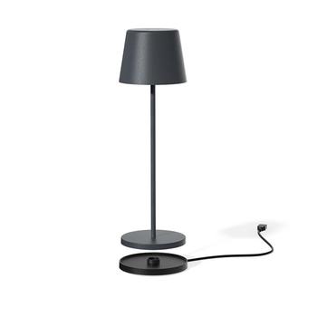 Visuel 1 du produit Lampe de table touch sans fil en aluminium noir Kelly Black - Ø 10 x H 38 cm
