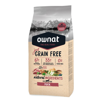 Visuel 1 du produit Croquette pour chien adulte Just Grain Free sans céréale au canard Ownat - 3 kg