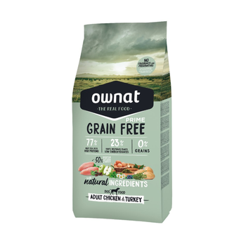 Visuel 1 du produit Croquette pour chien adulte au poulet et à la dinde sans céréales Ownat Prime Adult - 12 kg