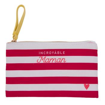 Visuel 1 du produit Pochette en coton rayé orange et blanc Ella Inoubliable Maîtresse - 20 x 12 cm