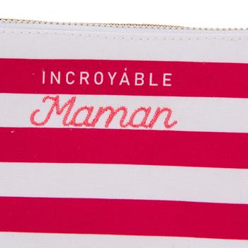 Visuel 1 du produit Pochette en coton rayé orange et blanc Ella Inoubliable Maîtresse - 20 x 12 cm