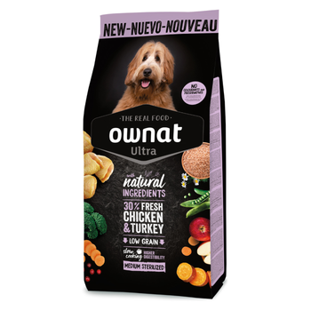 Visuel 1 du produit Croquette pour chien adulte stérilisé de taille moyenne au poulet et riz Ownat - 3 kg