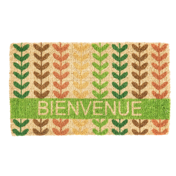 Visuel 1 du produit Paillasson tiges de fleurs Bienvenue coloris multicolore en fibre de coco - 40 x 72 cm
