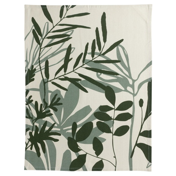 Visuel 1 du produit Torchon en coton motif végétal vert Majda - 50 x 70 cm