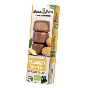 Visuel 1 du produit Bouchées à la Cacahuète et Fleur de sel enrobées de Chocolat boîte 45g