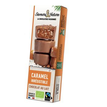 Visuel 1 du produit Bouchées bio chocolat au lait caramel et éclats Saveur et nature - 45 g