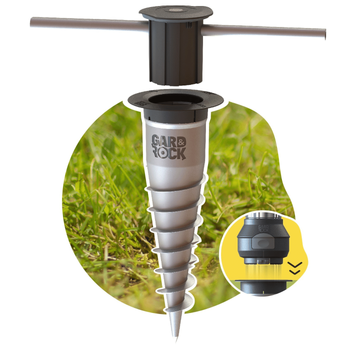 Visuel 1 du produit Base d'ancrage en aluminium à visser ou à sceller pour parasols, tonnelles, pieds de parasol, poteaux de hamacs et mâts de voile d'ombrage Gard&Rock - Ø 11 x 30 cm
