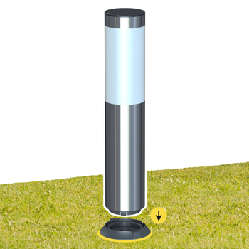 Visuel 1 du produit Borne solaire lanterne amovible coloris gris en inox Gard&Rock - Ø 8 x 42 cm