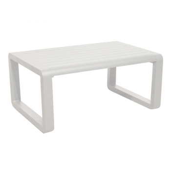 Visuel 1 du produit Table basse de jardin en aluminium, Plateau à lattes, Blanc - PROLOISIRS QUENZA II