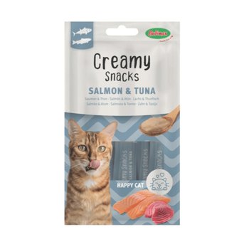 Visuel 1 du produit Friandise en crème pour chat thon et saumon Bubimex Creamy x 4 - 60 g