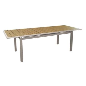 Visuel 1 du produit Table extensible en aluminium couleur crème/chêne PROLOISIRS Louisiane II - 187/247x100cm