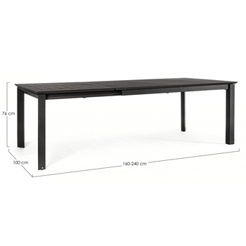 Visuel 1 du produit Table de jardin extensible anthracite BIZZOTTO konnor - 160/240x100cm
