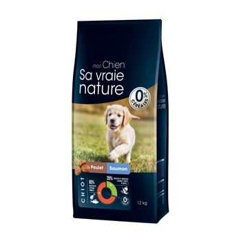 Visuel 1 du produit Croquette pour chiot au poulet et saumon Sa vraie nature - 12 kg