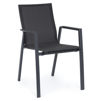 Visuel 1 du produit Fauteuil de jardin en aluminium et textilène anthracite BIZZOTTO Krion