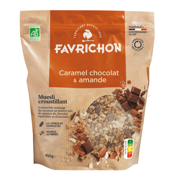 Visuel 1 du produit Muesli croustillant caramel chocolat amande Favrichon - 450 g