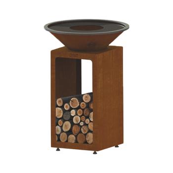 Visuel 1 du produit Brasero de cuisson coloris cognac avec porte-bûches B.B.O 58 Oyat - Ø 58 cm