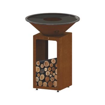 Visuel 1 du produit Brasero de cuisson coloris cognac avec porte-bûches B.B.O 68 Oyat - Ø 68 cm