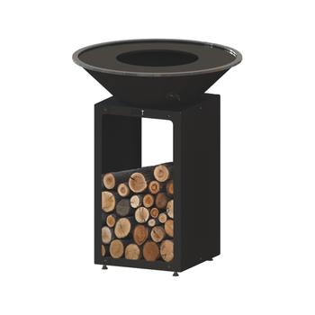 Visuel 1 du produit Brasero de cuisson coloris noir avec porte-bûches B.B.O 78 Oyat - 78 cm