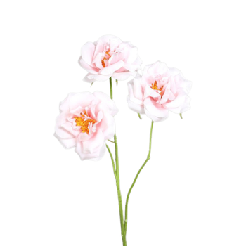 Visuel 1 du produit Branche de rose artificielle rose clair à 3 fleurs - 65 cm