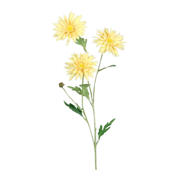 Visuel 1 du produit Tige de marguerite artificielle jaune à 3 fleurs - 58 cm