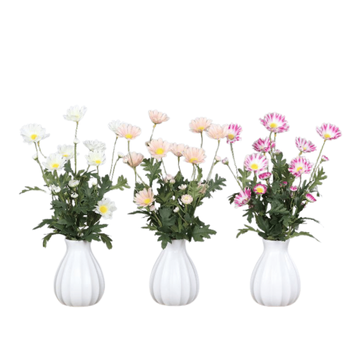 Visuel 1 du produit Marguerites artificielles en vase de céramique blanc - 37 cm