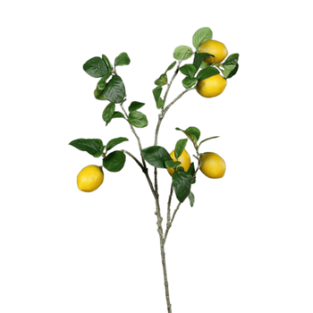 Visuel 1 du produit Tige de citronnier artificiel avec 5 fruits jaunes - 84 cm