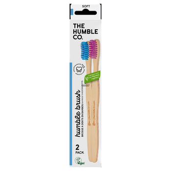 Visuel 1 du produit Brosse à dents en Bambou soft the Humble Co. - Pack de 2 Bleu Rose