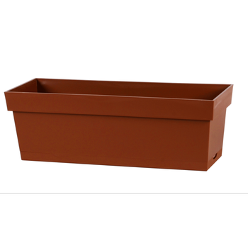 Visuel 1 du produit Jardinière toscane Poetic botanic® avec plateau clipsé coloris marron en plastique recyclé 10 L - 50 x 18 x 16,7 cm