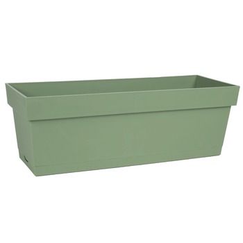 Visuel 1 du produit Jardinière toscane Poetic botanic® avec plateau clipsé coloris vert en plastique recyclé 10 L - 50 x 18 x 16,7 cm