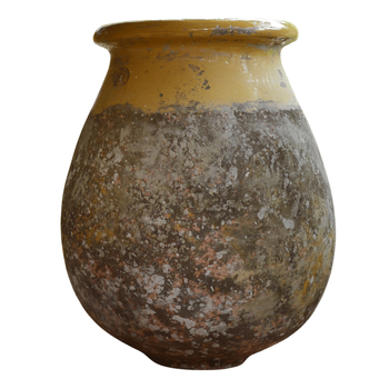 Visuel 1 du produit Jarre Biot Goutte patiné avec col émaillé jaune H 70 x Ø 54 cm