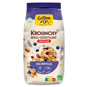 Visuel 1 du produit Krounchy Chia myrtilles avoine sans gluten bio Grillon d'or - 500 g