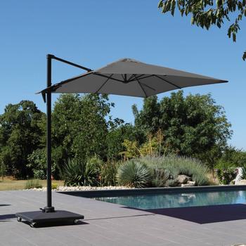 Visuel 2 du produit Parasol déporté à manivelle carré 2,5 m gris