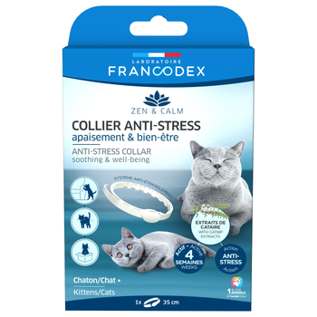 Visuel 1 du produit Collier anti-stress pour chat coloris blanc Francodex - Ø 35 cm