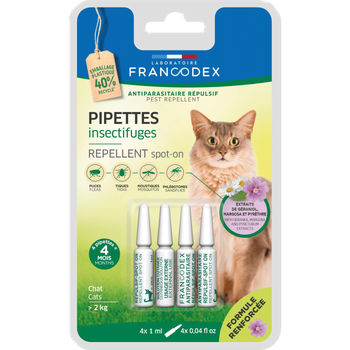 Visuel 1 du produit Pipettes antiparasitaires répulsives pour chat Francodex - 4 x 1 ml