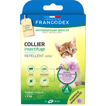 Visuel 1 du produit Collier insectifuge pour chaton coloris blanc Francodex - Ø 35 cm