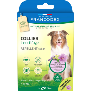 Visuel 1 du produit Collier insectifuge pour grand chien de plus de 20 kg coloris blanc Francodex - Ø 72 cm