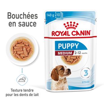 Visuel 1 du produit Pâtées pour chiot de taille moyenne Royal Canin Medium Puppy - 10 x 140 g